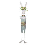 Clayre & Eef | Decoratie Beeld Konijn Wit Groen 17x12x88 cm | 5Y1216 Clayre & Eef | Decoratie Beeld Konijn Wit Groen 17x12x88 cm | 5Y1216