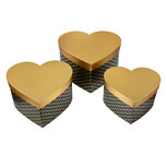 Clayre & Eef | Opbergdoos Hart Goudkleurig Zwart (3) 27x24x15 / 24x21x14 / 21x19x12 cm | 65459 Clayre & Eef | Opbergdoos Hart Goudkleurig Zwart (3) 27x24x15 / 24x21x14 / 21x19x12 cm | 65459