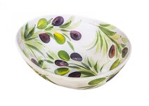 Organische schaal olijven maat L Ø24cm groen wit aardewerk | GB033 | Piccobella Italiaans Servies Organische schaal olijven maat L Ø24cm groen wit aardewerk | GB033 | Piccobella Italiaans Servies