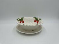 Aardbeien-test middel Ø 23 cm schaal wit rood groen | TR14 | Piccobella Italiaans Servies