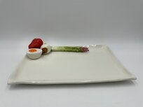 Rechthoekige aspergeschaal wit met deco venkel ei paprika 35 x 24 cm | AS04 | Piccobella Italiaans Servies Rechthoekige aspergeschaal wit met deco venkel ei paprika 35 x 24 cm | AS04 | Piccobella Italiaans Servies
