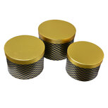 Clayre & Eef | Hoedendoos Set van 3 Goudkleurig Zwart ø 25x17 / ø 23x16 / ø 21x14 cm | 65458 Clayre & Eef | Hoedendoos Set van 3 Goudkleurig Zwart ø 25x17 / ø 23x16 / ø 21x14 cm | 65458