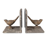 Clayre & Eef   | Boekensteunen Set van 2 Grijs Goudkleurig 26x15x15 cm | 65381