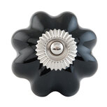 Clayre & Eef | Deurknop Zwart Zilverkleurig ø 4x3 cm | 63511 Clayre & Eef | Deurknop Zwart Zilverkleurig ø 4x3 cm | 63511