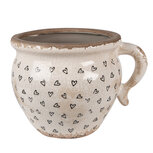 Clayre & Eef   | Bloempot Binnen Beige Zwart 17x14x12 cm | 6CE1655M