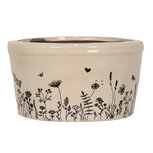 Clayre & Eef   | Bloempot Binnen Beige, Zwart ø 16x9 cm | 6CEFAF0002M