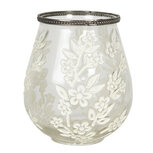 Clayre & Eef   | Glazen Theelichthouder Bloemen Transparant ø 15x18 cm | 6GL2875