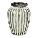 Clayre & Eef   | Glazen Theelichthouder Wit ø 8x11 cm | 6GL2898