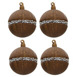 Clayre & Eef | Kerstballen Set van 4 Bruin ø 8x8 cm | 6GL3271 Clayre & Eef | Kerstballen Set van 4 Bruin ø 8x8 cm | 6GL3271