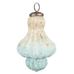 Clayre & Eef | Kerstbal Bruin, Turquoise ø 8x12 cm | 6GL3718 Clayre & Eef | Kerstbal Bruin, Turquoise ø 8x12 cm | 6GL3718