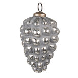 Clayre & Eef | Kerstbal Grijs Zilverkleurig ø 7x10 cm | 6GL3751 Clayre & Eef | Kerstbal Grijs Zilverkleurig ø 7x10 cm | 6GL3751