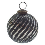 Clayre & Eef | Kerstbal Zwart, Zilverkleurig ø 7x7 cm | 6GL3757 Clayre & Eef | Kerstbal Zwart, Zilverkleurig ø 7x7 cm | 6GL3757