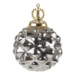 Clayre & Eef | Kerstbal Zilverkleurig ø 8x11 cm | 6GL3812 Clayre & Eef | Kerstbal Zilverkleurig ø 8x11 cm | 6GL3812