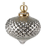 Clayre & Eef | Kerstbal Zilverkleurig ø 7x8 cm | 6GL3816 Clayre & Eef | Kerstbal Zilverkleurig ø 7x8 cm | 6GL3816