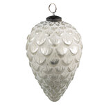 Clayre & Eef | Kerstbal Zilverkleurig, Wit ø 8x13 cm | 6GL3875 Clayre & Eef | Kerstbal Zilverkleurig, Wit ø 8x13 cm | 6GL3875