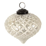 Clayre & Eef | Kerstbal Zilverkleurig ø 10x11 cm | 6GL3898 Clayre & Eef | Kerstbal Zilverkleurig ø 10x11 cm | 6GL3898