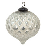 Clayre & Eef | Kerstbal Zilverkleurig ø 12x13 cm | 6GL3899 Clayre & Eef | Kerstbal Zilverkleurig ø 12x13 cm | 6GL3899