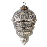Clayre & Eef | Kerstbal Zilverkleurig ø 10x15 cm | 6GL3922 Clayre & Eef | Kerstbal Zilverkleurig ø 10x15 cm | 6GL3922