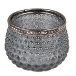 Clayre & Eef   | Glazen Theelichthouder Grijs ø 8x6 cm | 6GL3980