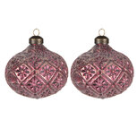 Clayre & Eef | Kerstballen set van 2 Rood ø 10x11 cm | 6GL4120 Clayre & Eef | Kerstballen set van 2 Rood ø 10x11 cm | 6GL4120