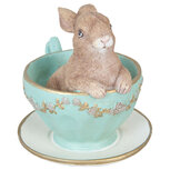 Clayre & Eef | Decoratie Beeld Konijn Groen 8x7x8 cm | 6PR1044 Clayre & Eef | Decoratie Beeld Konijn Groen 8x7x8 cm | 6PR1044