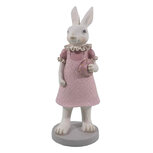 Clayre & Eef | Decoratie Beeld Konijn Wit, Roze 9x8x20 cm | 6PR3150 Clayre & Eef | Decoratie Beeld Konijn Wit, Roze 9x8x20 cm | 6PR3150