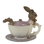 Clayre & Eef | Decoratie Konijn Wit, Roze, Geel 10x8x9 cm | 6PR3535 Clayre & Eef | Decoratie Konijn Wit, Roze, Geel 10x8x9 cm | 6PR3535