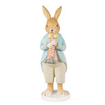 Clayre & Eef | Decoratie beeld Konijn Bruin Turkoois 7x5x15 cm | 6PR3848 Clayre & Eef | Decoratie beeld Konijn Bruin Turkoois 7x5x15 cm | 6PR3848