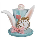 Clayre & Eef | Decoratie hoed Blauw Wit 9x8x9 cm | 6PR4154 Clayre & Eef | Decoratie hoed Blauw Wit 9x8x9 cm | 6PR4154