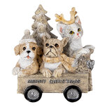 Clayre & Eef | Kerstdecoratie Beeld Honden en Kat Grijs, Beige, Wit 9x7x11 cm | 6PR4636 Clayre & Eef | Kerstdecoratie Beeld Honden en Kat Grijs, Beige, Wit 9x7x11 cm | 6PR4636