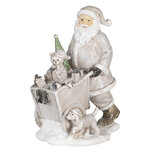 Clayre & Eef | Kerstdecoratie Beeld Kerstman Zilverkleurig 12x8x15 cm | 6PR4728 Clayre & Eef | Kerstdecoratie Beeld Kerstman Zilverkleurig 12x8x15 cm | 6PR4728