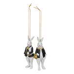 Clayre & Eef | Decoratie Konijn Set van 2 Zwart, Wit 4x4x10 cm | 6PR4784 Clayre & Eef | Decoratie Konijn Set van 2 Zwart, Wit 4x4x10 cm | 6PR4784