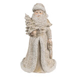 Clayre & Eef | Kerstdecoratie Beeld Kerstman Goudkleurig, Wit 8x8x15 cm | 6PR4963 Clayre & Eef | Kerstdecoratie Beeld Kerstman Goudkleurig, Wit 8x8x15 cm | 6PR4963