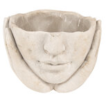 Clayre & Eef   | Bloempot Binnen Hoofd Grijs, Beige 17x17x11 cm | 6TE0413S