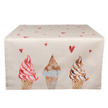 Clayre & Eef   | Tafelloper Beige Roze 50x140 cm | FAS64