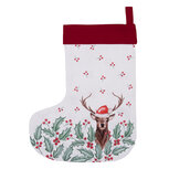 Clayre & Eef | Kerstsok Decoratie Wit, Rood 30x1x40 cm | HCH203 Clayre & Eef | Kerstsok Decoratie Wit, Rood 30x1x40 cm | HCH203