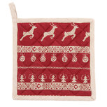 Clayre & Eef   | Pannenlap Rood, Beige 20x20 cm | NOC45-2