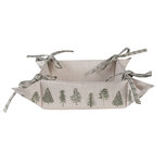 Clayre & Eef   | Broodmand Beige Groen 35x35x8 cm | NPT47