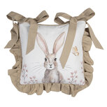 Clayre & Eef | Kussenhoes Stoelkussen Wit, Bruin 40x40 cm | REB25 Clayre & Eef | Kussenhoes Stoelkussen Wit, Bruin 40x40 cm | REB25