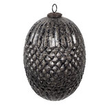 Clayre & Eef | Kerstbal Zwart Grijs ø 17x25 cm | 6GL4531L Clayre & Eef | Kerstbal Zwart Grijs ø 17x25 cm | 6GL4531L