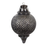 Clayre & Eef | Kerstbal Zwart Grijs ø 16x27 cm | 6GL4533M Clayre & Eef | Kerstbal Zwart Grijs ø 16x27 cm | 6GL4533M