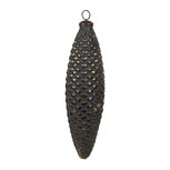 Clayre & Eef | Kerstbal Zwart Goudkleurig 7x6x24 cm | 6GL4527L Clayre & Eef | Kerstbal Zwart Goudkleurig 7x6x24 cm | 6GL4527L