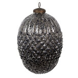 Clayre & Eef | Kerstbal Zwart Grijs ø 13x18 cm | 6GL4531M Clayre & Eef | Kerstbal Zwart Grijs ø 13x18 cm | 6GL4531M