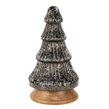 Clayre & Eef | Kerstdecoratie Kerstboom Zilverkleurig Zwart ø 13x24 cm | 65386 Clayre & Eef | Kerstdecoratie Kerstboom Zilverkleurig Zwart ø 13x24 cm | 65386