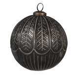Clayre & Eef | Kerstbal Zwart Grijs ø 12x12 cm | 6GL4676 Clayre & Eef | Kerstbal Zwart Grijs ø 12x12 cm | 6GL4676