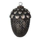 Clayre & Eef | Kerstbal Zwart Grijs ø 11x16 cm | 6GL4678 Clayre & Eef | Kerstbal Zwart Grijs ø 11x16 cm | 6GL4678