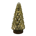 Clayre & Eef | Kerstdecoratie Beeld Kerstboom met LED Goudkleurig ø 8x16 cm | 6GL4560 Clayre & Eef | Kerstdecoratie Beeld Kerstboom met LED Goudkleurig ø 8x16 cm | 6GL4560
