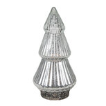 Clayre & Eef | Kerstdecoratie Beeld Kerstboom met LED Zilverkleurig ø 8x14 cm | 6GL4601 Clayre & Eef | Kerstdecoratie Beeld Kerstboom met LED Zilverkleurig ø 8x14 cm | 6GL4601