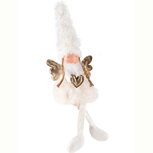 Dekoratief | Pop engel zittend m/hangbenen, wit/goud, stof, 17x12x43cm | A245095 Dekoratief | Pop engel zittend m/hangbenen, wit/goud, stof, 17x12x43cm | A245095