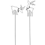 Dekoratief | Stick m/rendier, zwart, metaal, 7x1x46cm, set van 2 stuks | A245224
